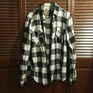 Men's, medium black and white flannel.